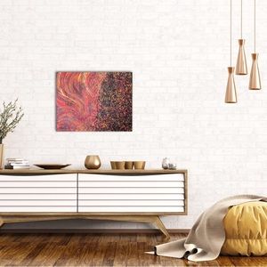 The damned, fiery, hell fire, evil spirits, small mixed media, original painting